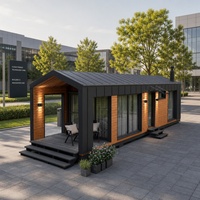 Maison préfabriquée tendance en conteneur de 20 pieds ou 40 pieds, cabane modulaire avec salle de bain, kits de maisons préfabriquées modernes pour le camping d'aventure