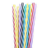 Pailles en plastique colorées, droites, extra longues, de qualité alimentaire, jetables, transparentes, en PP, à rayures, accessoires de bar, écologiques, CE