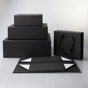 Custom Logo Printed Premium Cardboard Magnetic Folding Wine Box Premium Paperboard Matt Lamination Embossing Custom Packaging