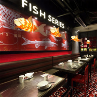 Lampe suspendue en bois traditionnelle, luminaire suspendu pour restaurant, lustre japonais personnalisé en forme de poisson Koi