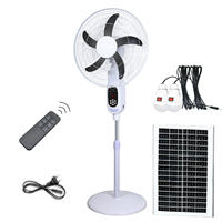 Ventilador de Piso de 16 Pulgadas con Control Remoto, Doble USB y Alimentación de CA 110V-230V, Ventilador de Pie con Carga Solar para Refrigeración del Hogar