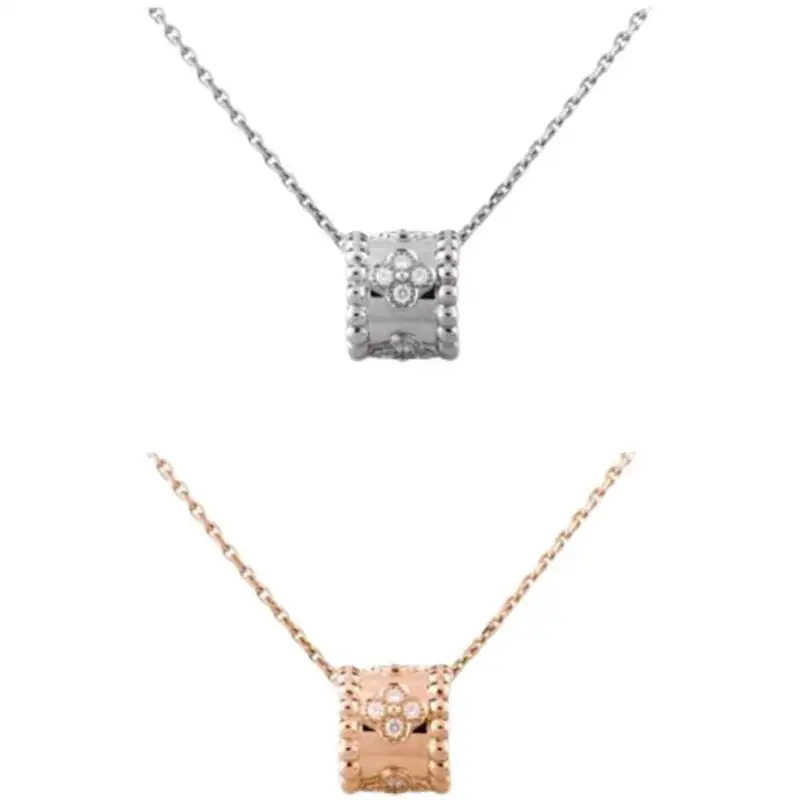 BNX jewelry collana con caleidoscopio in erba fortunata con collare con perline di diamanti placcatura a catena ciondolo rosso in maglia d'oro rosa 18 carati