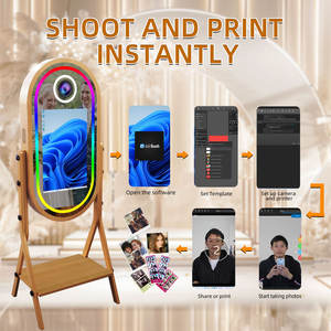 Photomaton à écran tactile en bois grainé <span class=keywords><strong>pas</strong></span> <span class=keywords><strong>cher</strong></span> 2025, miroir magique pour selfies, compatible avec l'appareil <span class=keywords><strong>photo</strong></span> et le plateau d'impression - Product Image 5
