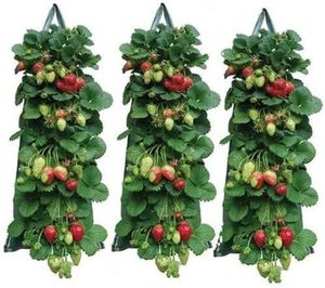 Sacs de jardinage inversés avec poignées renforcées pour fraises murales extérieures – Sacs de culture suspendus pour fraises - Product Image 3