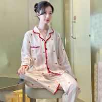 Doux rayé coeurs imprimé pyjamas confortable femmes vêtements de détente coton mignon princesse Style 2 pièces ensembles vêtements de nuit