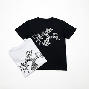 เสื้อยืดคอตตอน 100% หนานุ่ม สีดำ สำหรับผู้ชาย แบบถักด้านหน้า พิมพ์ลาย DTG สไตล์สตรีทแวร์ - Product Image 1