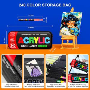 Juego <span class=keywords><strong>de</strong></span> Rotuladores Acrílicos Guangna <span class=keywords><strong>de</strong></span> 288 Colores con Punta <span class=keywords><strong>de</strong></span> Pincel Suave, con Sistema <span class=keywords><strong>de</strong></span> Control <span class=keywords><strong>de</strong></span> Tinta Automático, para Pintar Rocas, Manualidades DIY - Product Image 2