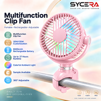 Ventilateur à clip pour poussette, rechargeable par USB 8 000 mAh, avec éclairage LED brillant et charge longue durée