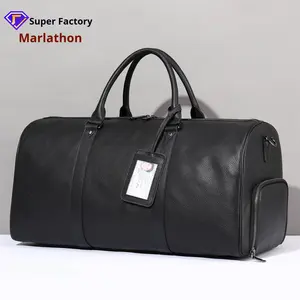<span class=keywords><strong>Marant</strong></span> Sac à bagages pour homme en cuir de vachette véritable Sac à main de voyage noir avec compartiment à chaussures Sportpacks - Product Image 4