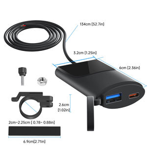 مقبس شاحن سيارة USB QC3.0، شاحن هاتف للدراجة النارية، شاحن سريع، اكسسوارات دراجات نارية - Product Image 2