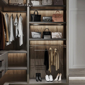 Hệ thống tủ quần áo âm tường thiết kế hiện đại bằng PVC MDF, đặt làm riêng cho phòng ngủ, dùng để cất giữ quần áo - Product Image 4