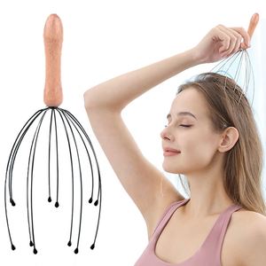 Masajeador de cabeza con mango de madera y diseño de garra de pulpo para relajación corporal, venta al por mayor personalizada - Product Image 4