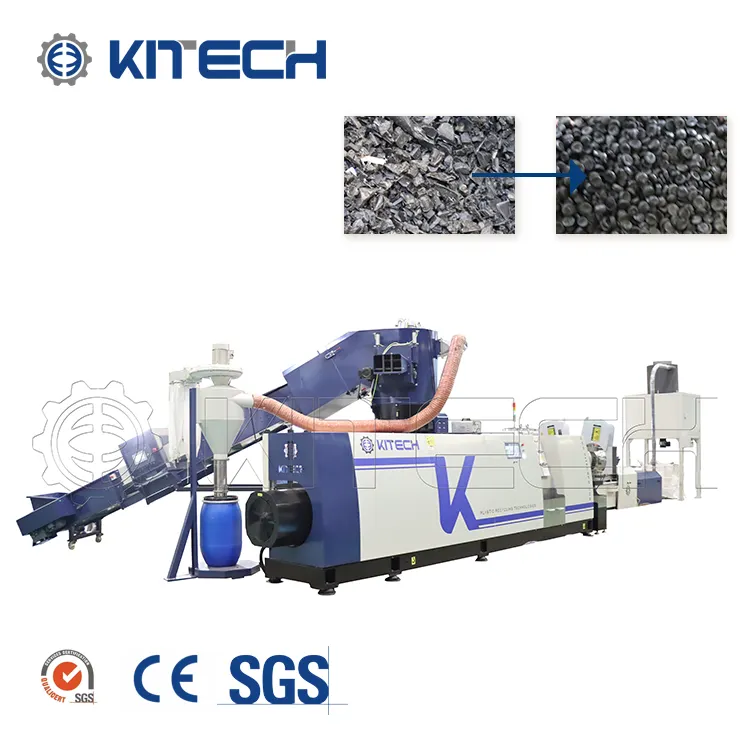 Kitech Residuos Plástico PE PP Reciclaje de gránulos Fabricación de granulador Máquina granuladora