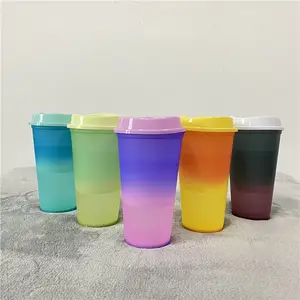 Pp gói của 5 BPA miễn phí 16 oz tái sử dụng lạnh thay đổi 16 oz cốc cà phê cốc lạnh nóng tái sử dụng cốc cà phê nhựa nóng cốc có nắp