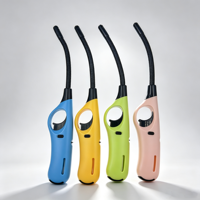 Briquet électronique en plastique OEM, nouveau modèle, personnalisable avec logo, tube flexible, rechargeable au butane, pour camping, barbecue, cuisine, extérieur