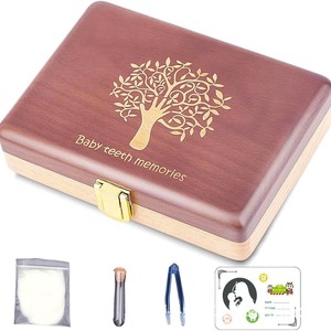Baby Tooth Storage Box Wooden With Mirror <b>Photo</b> <b>Frame</b> Keepsake Collection Box For Children 0-6 Months - Product Image 2