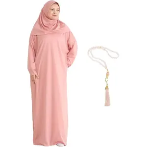 Ropa de Oración para Mujer con Hiyab, Trajes Musulmanes, Túnica Larga, Abaya, Vestidos Islámicos Turcos, Caftán de Dubái con Rosario, OEM/Personalizado - Product Image 2