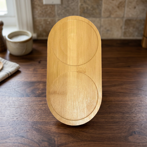 ERKUGO Support Moderne en Bambou à 2 Compartiments pour Bouteilles d'Huile et Salsepots Jetables 24x12cm - Product Image 3