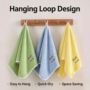 Serviette <span class=keywords><strong>de</strong></span> <span class=keywords><strong>bain</strong></span> pour enfants en velours corail super absorbant, motif <span class=keywords><strong>canard</strong></span> brodé, avec boucle <span class=keywords><strong>de</strong></span> suspension pour la maison et la salle <span class=keywords><strong>de</strong></span> <span class=keywords><strong>bain</strong></span> - Product Image 5
