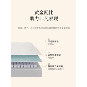 One House One Item <b>Memory</b> <b>Foam</b> Mattress 1500x2000mm Medium Firm Wool Padding Antibacterial Fabric - Product Image 5