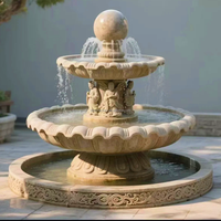 Fontaine de jardin extérieure en pierre classique haut de gamme, cascade en marbre avec sculpture de cheval en bronze pour projet de décoration de parc et de jardin