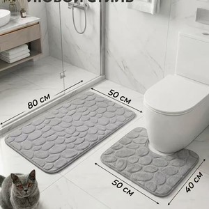Alfombra de Baño de Felpa Coral Cangming N811, Color Sólido, Moderna, Simple, Absorbente, Juego de Dos Piezas - Product Image 2