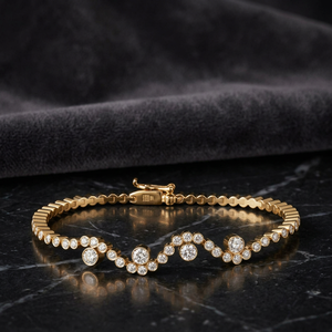Bracelet tennis en or massif 18 carats pour femme, moissanite taille brillant rond, design géométrique classique, pour usage quotidien - Product Image 3