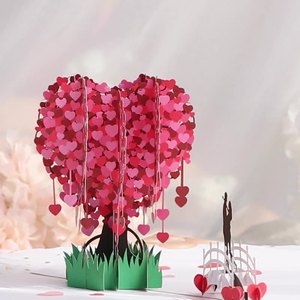 Carte <span class=keywords><strong>d</strong></span>'anniversaire 3D rose en forme <span class=keywords><strong>d</strong></span>'<span class=keywords><strong>arbre</strong></span> <span class=keywords><strong>d</strong></span>'amour, écologique, faite à la main, minimaliste, moderne, petite entreprise, bénédiction, meilleur ami, salutations - Product Image 5