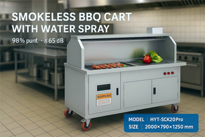 Carrito de Barbacoa Electrostático <span class=keywords><strong>con</strong></span> Circulación de Agua |   Parrilla sin Humo <span class=keywords><strong>con</strong></span> Sistema de Pulverización de Agua y Filtración Multietapa para Barbacoa - Product Image 6