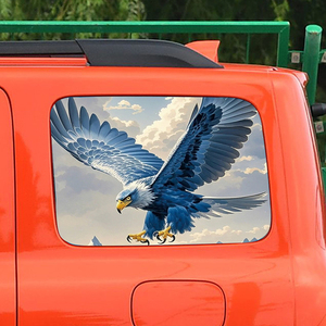 Autocollant pour vitre arrière de voiture Flying Blue Eagle One Way Vision, autocollant translucide perforé pour vitre de SUV, 2 pièces - Product Image 4