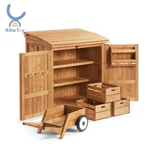 Montessori rak penyimpanan anak, Set lemari kotak penyimpanan furnitur luar ruangan taman kanak-kanak kayu