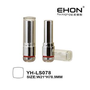 Custom Logo Hot Stamped <b>Plastic</b> Lipstick Tube with Red Base Clear Cap <b>Square</b> Design 3-4g Capacity Empty <b>Container</b> - Product Image 2