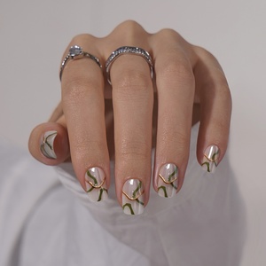 Faux ongles en gel souple à étiquette privée, design artistique glacé, faits à la main, luxe, courts, carrés, à presser, vente en gros - Product Image 2