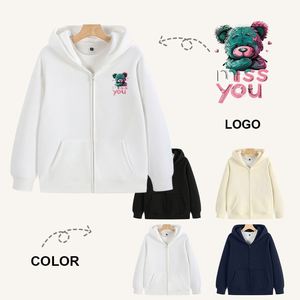 Sweat-shirt à capuche décontracté pour homme, imprimé et brodé, style rétro, en polaire épais 500G, sans cordon de serrage, avec poche, chaud, streetwear, pour l'hiver - Product Image 1