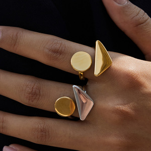 Geometric Asymmetrical <b>Open</b> <b>Ring</b> Jewelry 18K Stainless Steel Unisex Fashion <b>Ring</b> Gift - Product Image 3