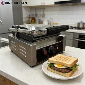 Presse à sandwich électrique professionnelle en acier inoxydable 110/220V 1.8KW certifiée CE, gril panini à contact, plaque simple - Product Image 6
