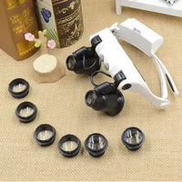 10X/15X/20X/25X LED Magnifier Double Eye Glasses Loupe Lens 8-Lens LED Lamp Strap Glasses for Jeweler Watch Repair Metal