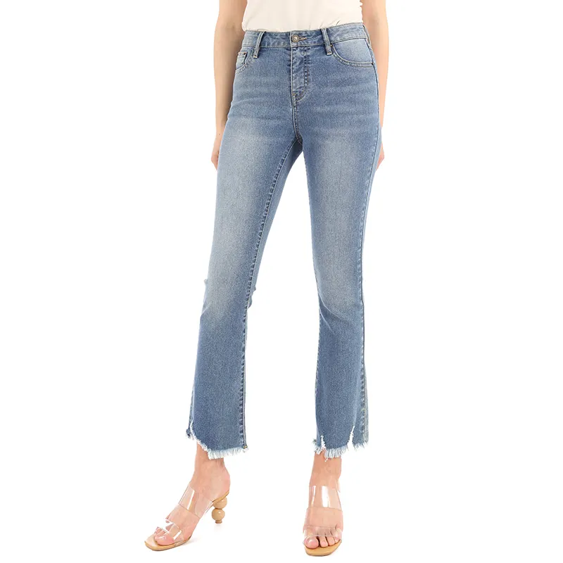 Damen Jeans Jeans Hellblau Vintage Retro Hohe Taille Knöchel lang Skinny Slim Flare Basic Fünf Taschen Sexy Push UP Classic
