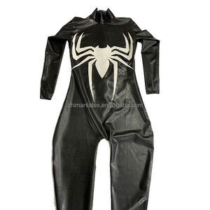 Print Patroon Latex Prestatie Volledige Cover Catsuit Volwassen Bodysuit Zentai Rits Kruis Halloween Spider Pak - Product Image 1