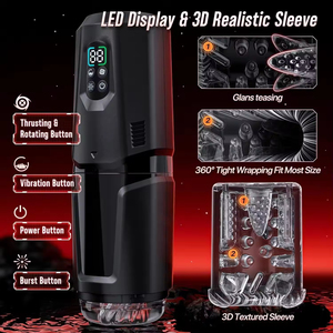 Male Masturbator Stroker 7 <b>Thrusting</b> Rotating & 7 Vibrating Licking Modes Hands-Free Sex <b>Machine</b> Pocket Pussy One-Click Burst - Product Image 3