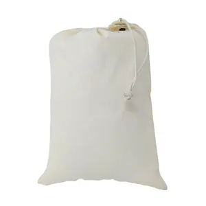 Bolsas de muselina con cordón desechables con serigrafía personalizada de algodón de alta calidad respetuosas con el medio ambiente con certificado Fairtrade 100% - Product Image 1