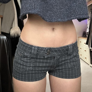 กางเกงยีนส์ขาสั้นผู้หญิงทรงตรงสไตล์วินเทจลายทางสีดำเอวต่ำมีกระเป๋าใส่ของทรงปกติสไตล์สตรีทแวร์ลำลองสปอร์ตสำหรับฤดูร้อน - Product Image 2