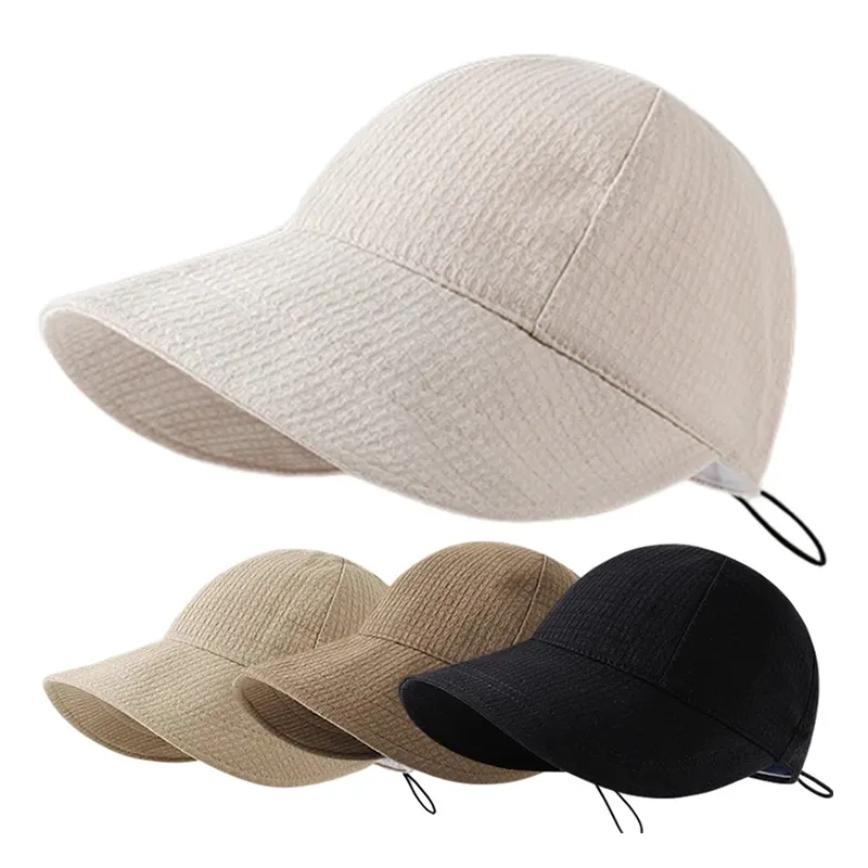 2024 Foldable Wide Brim Hat Women Adjustable Outdoor Beach Bucket Hat Summer Sun Protection Visors Fisherman Cap Panama Caps