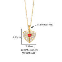 Collier avec pendentif cœur en acier inoxydable personnalisable, gravable, avec strass, ouvrable, plaqué or 18 carats PVD, bijoux pour femmes