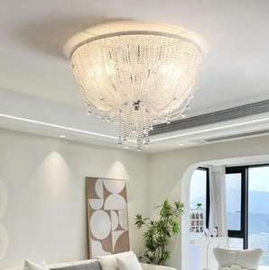 Lámpara de techo de araña de cristal de lujo de gran oferta OEM, candelabros redondos simples, Led luces colgantes, lámpara colgante dorada - Product Image 3