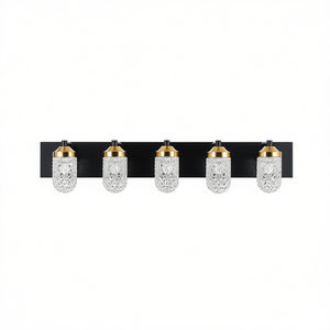 LIVEELUMAW Lámpara de Espejo de Vanidad de Vidrio Negro de 5 Luces LED, Iluminación Moderna para Baño, Regulable, Montaje en Superficie, 110V - Product Image 1