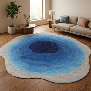Tapis en laine moderne à poils moyens, couleur unie, tissé à la main, avec dos antidérapant lavable, pour usage domestique - Product Image 1