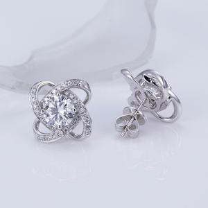 Joyería Messi, Joyería Personalizada MSE-647, Platino PT950, Diamante Cultivado en Laboratorio CVD HPHT de 1CT D VS1, Pendientes de Botón con Racimo de Diamantes, Joyería para Mujer - Product Image 3