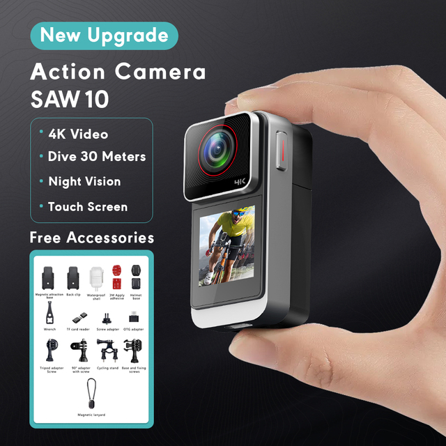 4K Anti-shake 30M Waterproof Thumb Action Camera With Touchscreen Video Recording 4K Mini Action Camera