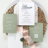 Invitations de mariage personnalisées, y compris carte d'invitation, RSVP, itinéraire, papier artistique avec impression numérique